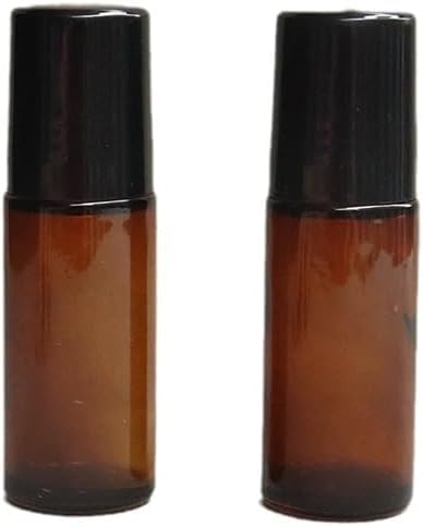 2 Pcs Brown 50ml Glass Essential Oil Roller Bottles Refillable Roll on Bottles Empty Deodorant Bottle, Refillable Containers Accessories, Containers Rollerball Bottles for Fragrance Roller Bottles