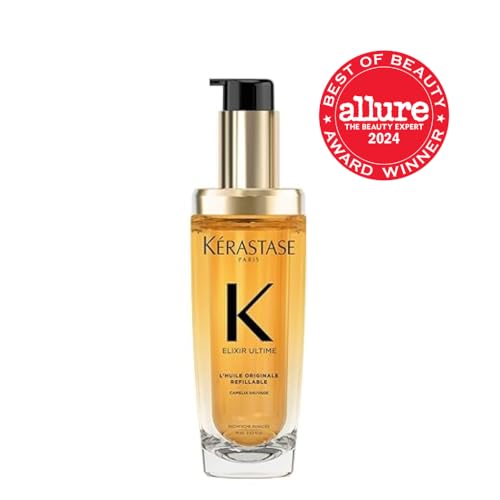 Kerastase Elixir Ultime Refillable Hair Oil - Hydrates & Smoothes Frizz, Adds Shine, With Wild Camellia, Nourishes & Strengthens Hair, 2.53 Fl Oz