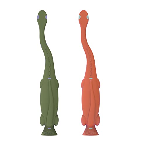 Dr. Brown's Toddler Toothbrush, Dinosaur, Green and Orange, 2-Pack