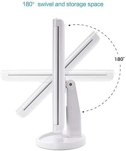 Flymiro Tri-fold Lighted Vanity Makeup Mirror with 3x/2x Magnification,21 LEDs Light and Touch Screen,180 Degree Free Rotation Countertop Cosmetic Mirror,Travel (White)