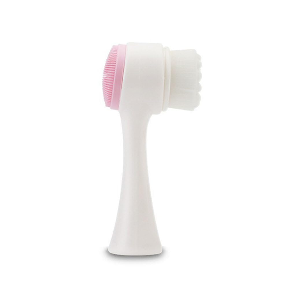 Manual Face Brush 2 in 1, Facial Cleansing Exfoliating, Silicone Double Side Face Wash Scrub Brush with Soft Bristles