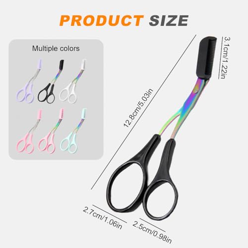 Eyebrow Trimmer Scissor, Stainless Steel 2 in 1 Eyebrow Scissors with Comb, Non-Slip Professional Eyebrow Trimmer Eyebrow Scissor Makeup Tool for Wome Men (Pink)