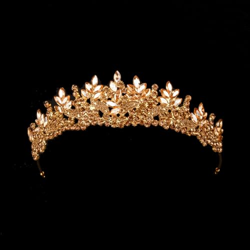 LIMELIA Women's Tiara for Henna Wedding Party|Glitter Hair Accessories for Bridal Birthday Pageant Prom Halloween Costume Christmas Party, Princess Crown|Crystal Stone-Honey