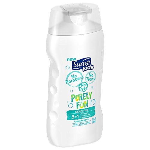 Suave Kids 3 in 1 Shampoo Conditioner Body Wash, Purely Fun Sensitive, 12 oz