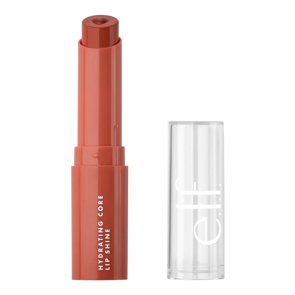 e.l.f. Hydrating Core Lip Shine, Conditioning & Nourishing Lip Balm, Sheer Color Tinted Lip Moisturizer, Cheery, 0.09 Oz