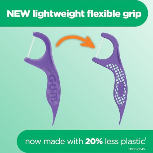 GUM Comfort Slide Floss Picks - Perfect for Tight Teeth - Extra Strong Shred-Resistant Dental Floss, Easy Grip Handle - Dental Flossers for Adults - Fresh Mint Flavor, 90 Count