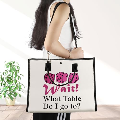 JNIAP Dice Game Makeup Bag Game Night Gifts Dice Gamer Zipper Pouch Game Queen Gifts (wait table tote)