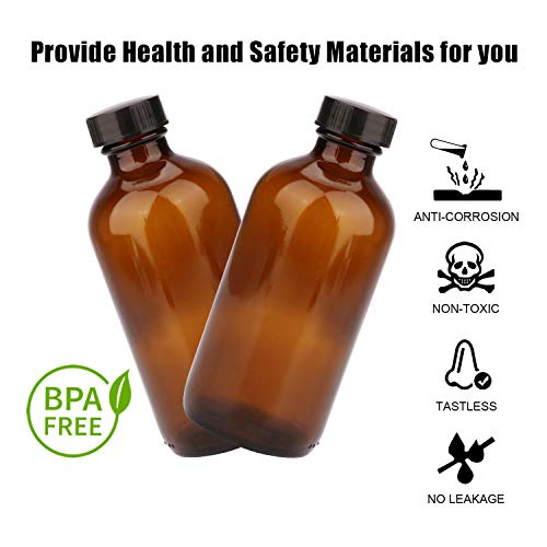 8oz Durable Glass Bottle, Reusable Glass Bottles with Airtight Lid for Shampoo, Conditioner, Essential Oils, Set of 20 (Brown)