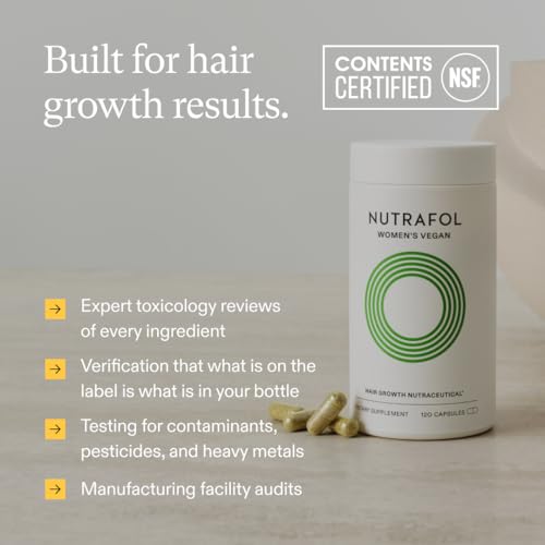 Nutrafol Women's Hair Growth Supplements, For Women 18-44 Years Old, Clinically Tested for Visibly Thicker, Stronger Hair, 100% Vegan Ingredients, Dermatologist Recommended - 1 Month Supply