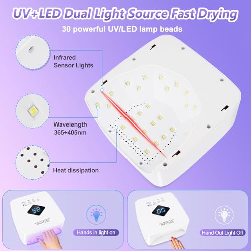 Cordless Rechargeable UV LED Nail Lamp,LKE 86W UV Light for Gel Nails UV Nail Light Nail Dryer with 3Timer Setting Display Auto Sensor Professional Quick Dry Gel Polish (S10)