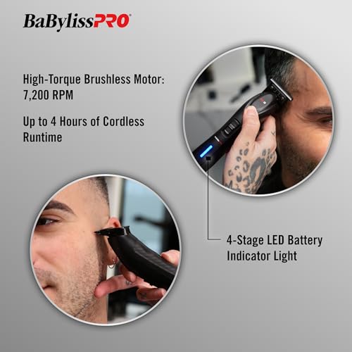 BaBylissPRO Barberology Hair Trimmer For Men FXX3TB FX3 Professional High-Torque Outlining Trimmer & Electric Razor