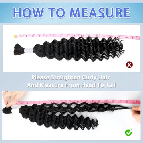 Human Braiding Hair for Boho Braids 100g 28 Inch Deep Wave Bulk Human Hair 100% Unprocessed 12A Brazilian Virgin Boho Hair for Braiding Knotless 2 Bundles/Pack Natural Color
