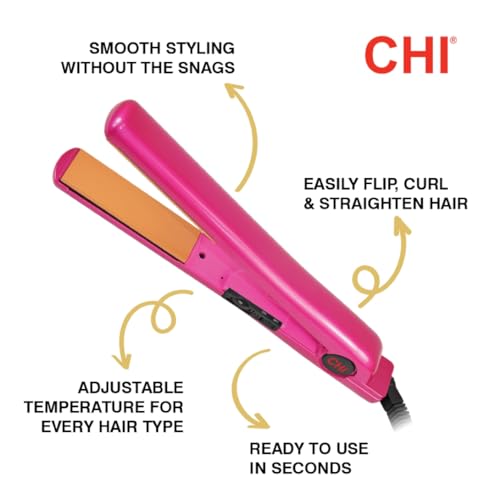 CHI Tourmaline Ceramic Series Flat Iron, Hair Straightener For Silky Smooth Hair, Ideal For Straightening Or Curling Hair, 1" Iron, Pure Pink