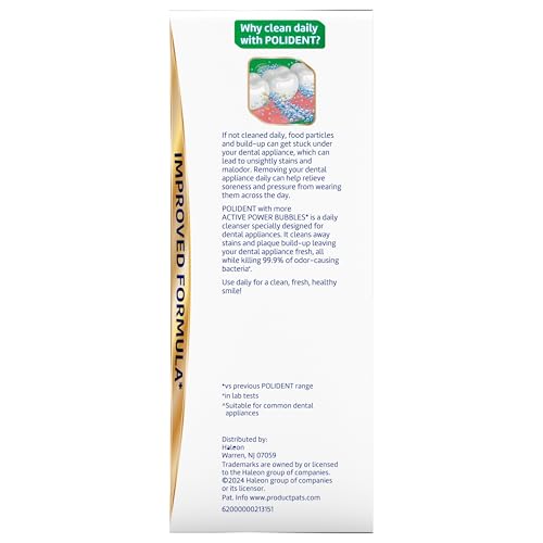 Polident Overnight Whitening Antibacterial Dental Appliance Cleanser Tablets, 60 Count