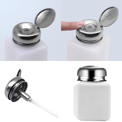 YUSHTPO Liquid Dispenser Pumping Bottle 100-250ml for Nails Polished Remover Stainless Steel Press Head Cosmetic