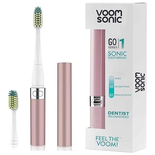 Voom Sonic Go 1 Series Travel Electric Toothbrush (Dentist Recommended) - Battery Operated Toothbrush for Adults & Kids, Sonic Toothbrush, Portable w/ 2 Minute Timer