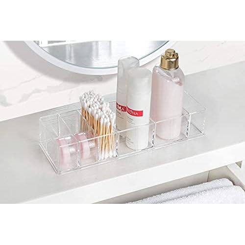 2 Pack Detachable Makeup Organizer, 8 Compartments Acrylic Cosmetic Storage Jewelry Display Boxes, Clear Drawer Organizers Case for Dresser Vanity Bathroom Kitchen