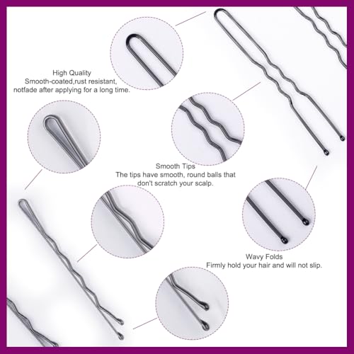 Donut Hair Bun Maker Set - 4 Rings (1 Extra-Large, 1 Large, 1 Medium, 1 Small), 20 Hair Nets(12inch, 24inch), 5 Elastic Bands, 40 Hair Pins, Dark Brown