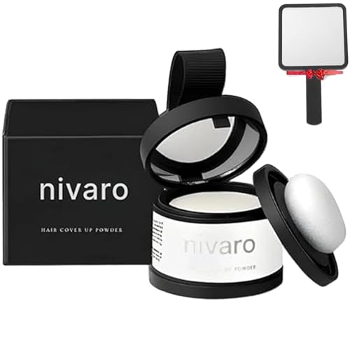 Nivaro Polvo Capilar, Nivaro Hair Cover up Powder, Grey Hair Coverage Touch Up, Root Touch up Hair Color for Gray Coverage, Bald Spot Concealing Hair Powder (White)