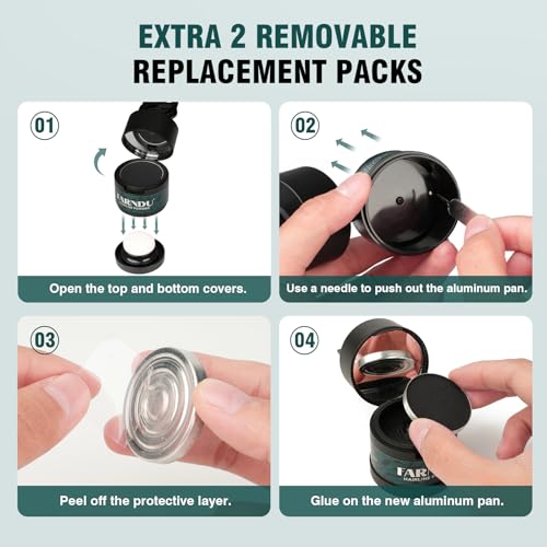 Farndu Root Touch Up Hair Color 12g, Instantly Hairline Powder, Hair Root Touch Up, Bald Spots Hair Color Concealer for Women & Men, 24-Hour Stain-Proof, 2 Refills, Waterproof, Sweatproof, Black