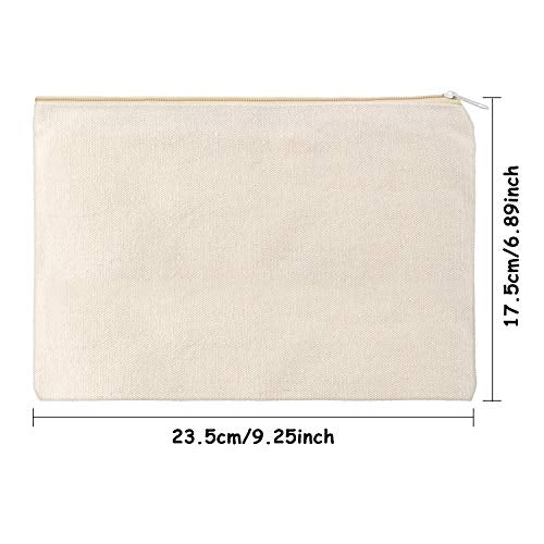 16 Pack Canvas Makeup Bags - Blank Zipper Pouches for DIY Crafts & Travel Toiletry Storage (Beige)