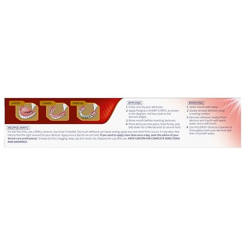 Super Poligrip Power Max Power Hold plus Seal Denture Adhesive Cream, Denture Cream for Secure Hold and Food Seal, Flavor Free - 2.2 oz