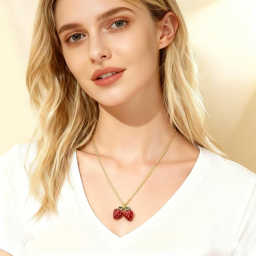 Strawberry Lover Gifts for Women - Strawberry Tote Bag, Makeup Bag, Eye Sleep Mask Gift Set for Girls - Birthday, Christmas, Thank You Gifts for Mom, Teacher, Friend, Sister, Nurse (Strawberry)