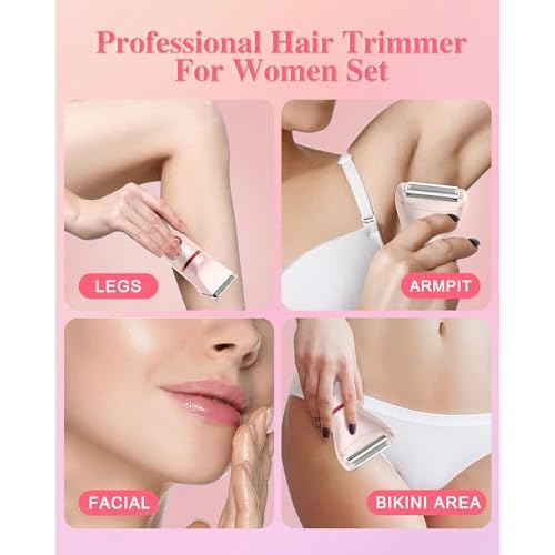 3-in-1 Bikini Trimmer for Women, Electric Razors Shaver for Public Hair - Rechargeable Body Hair Trimmer, Portable Detachable Removal Kit, lPX7 Waterproof Lightweight with LED Display, Gift for Women