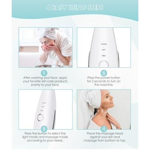 7 Color Neck Face Massager - Facial Massager Tool for Skin Care at Home, Vibrating Face Massager with Thermals, Galvanic Machines White