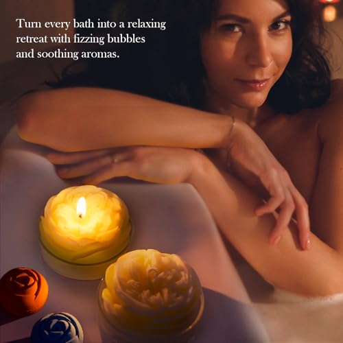 Bath Bombs for Women - 30 Pcs Handmade Natural Essential Oils Rose Bath Bombs with Scented Candles, Home Spa Fizzies Bubble Bath, Birthday Gifts for Women Her Self Care Gifts for Mom Wife (30)