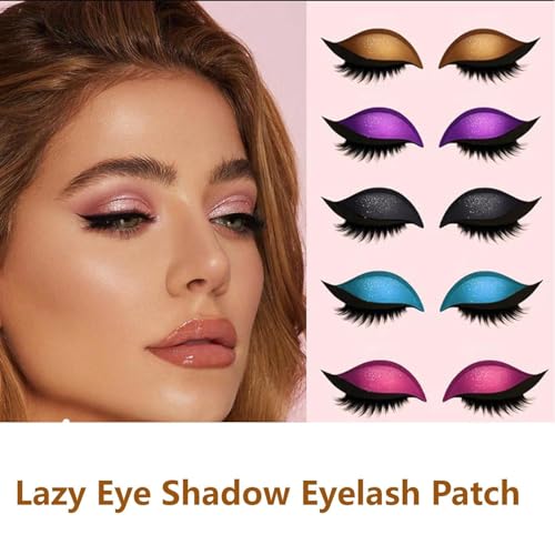 Lazy Eye Shadow Eyelash Patch, MAGIC BY MARA Eyeshadow and lash Sticker, 2-in-1 Reusable Eye Makeup Stickers with False Lashes & Shadow, No Glue Needed for Quick Makeup (Green)