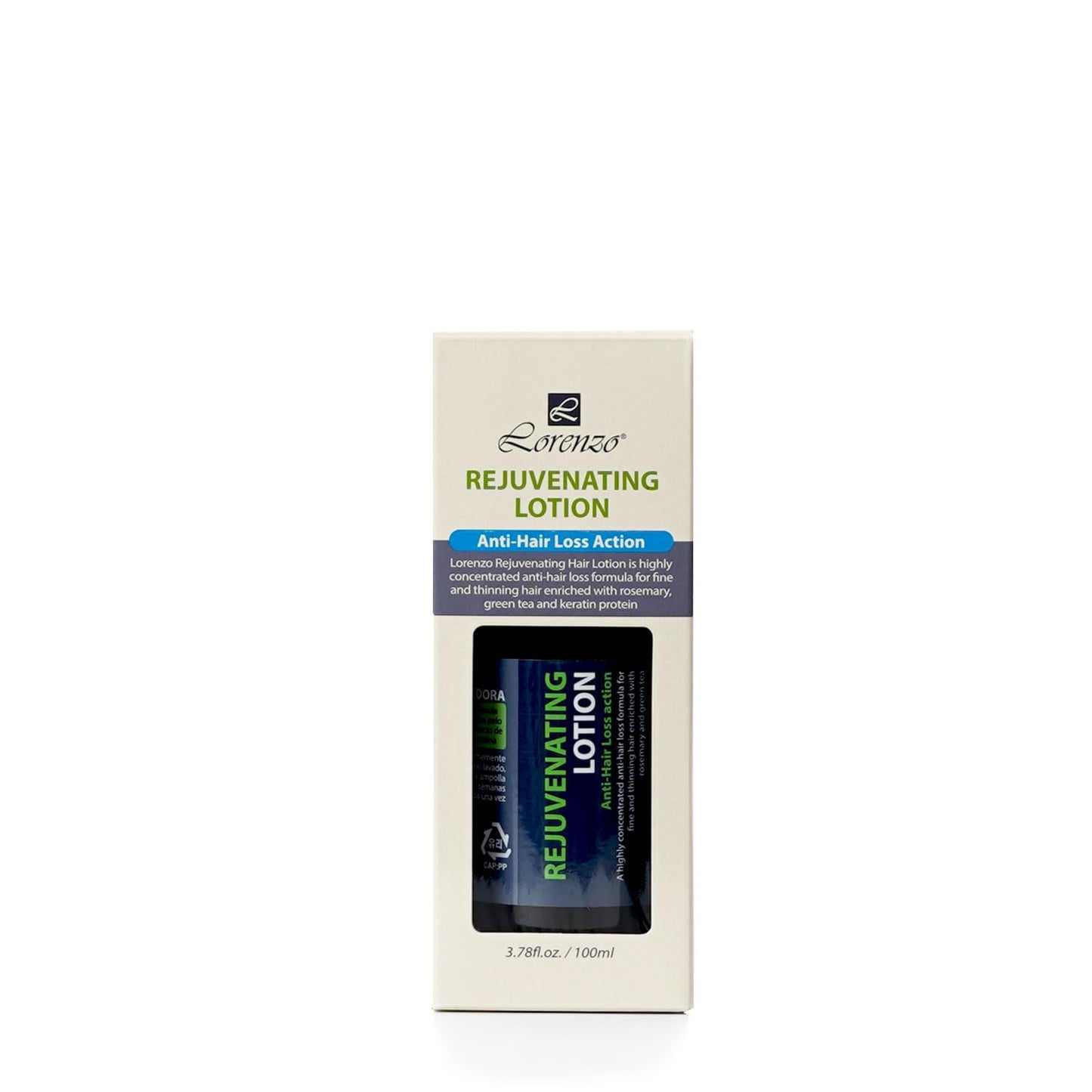 L Lorenzo Rejuvenating Lotion 3.78 fl.oz/100ml | Anti-Hair Loss Action | Rosemary & Green Tea and Keratin Protein