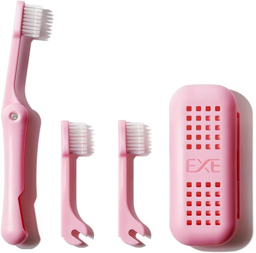 Minibox Folding Travel Toothbrush - Compact Dual-Length Bristles & Case, 2 Extra Heads - Ideal for Business Trips & Camping