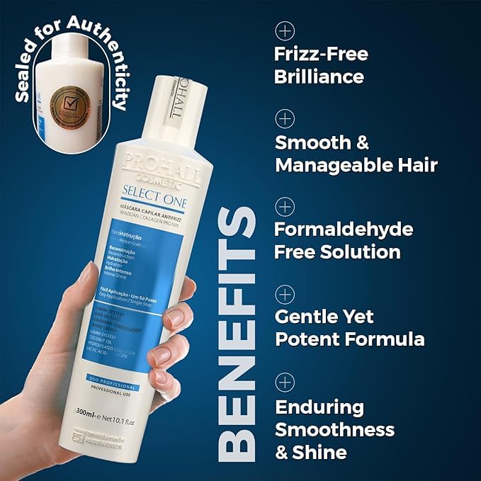 Brazilian Keratin Hair Treatment Blowout Complex Formaldehyde Free - PROHALL SELECT ONE 10.1oz/300ml - Keratina Queratina Brasileña Para Alisar el Pelo Sin Formol- Protein Hair Treatment