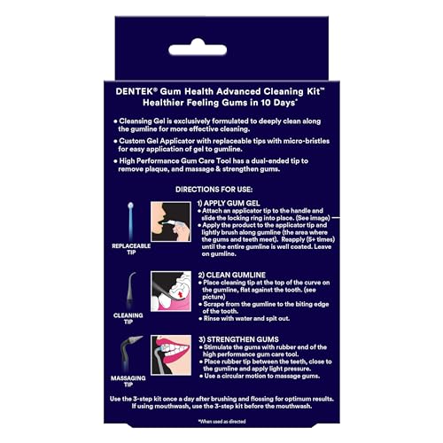 DenTek Gum Health Advanced Cleaning Kit, Oral Care Hygiene Kit, Gum Cleansing Gel, Gum Massager, and Plaque Scraper Dental Tools