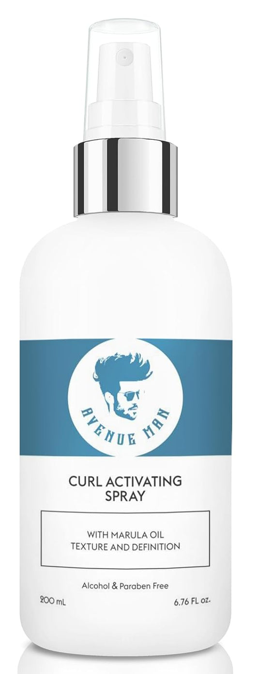 Curl Activating Spray for Men - Frizz Control Leave-In Conditioner with Marula Oil