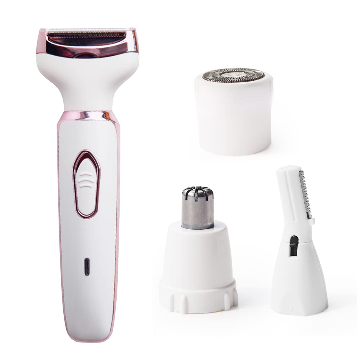 Electric Razor for Women,Hair Trimmer for Face Nose Eyebrow Beard Mustache Arm Leg Armpit Bikini,Painless Rechargeable Portable 4 in 1 Womens Body Shavers Set