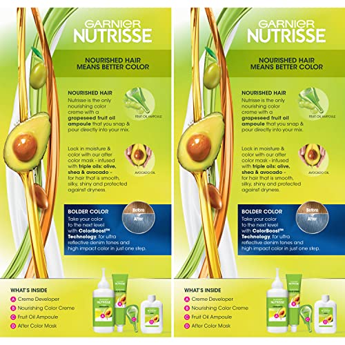 Garnier Hair Color Nutrisse Ultra Color Nourishing Creme, DN1 Light Cool Denim (Blue Orchid) Permanent Hair Dye, 2 Count (Packaging May Vary)