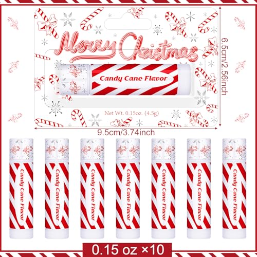 30 Pack Christmas Candy Cane Peppermint Lip Balms Bulk Peppermint Flavor Scented Lip Balms Favors Christmas Party Gifts Stocking Stuffers for Women Men Staffs Employee Coworkers Homeless