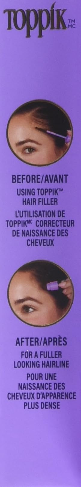 Toppik Fill Me In Hairline Filler, Hair Color Root Touchup, Hair Fibers Wand, Fills In Thinning Hairline, Hair Styling Product, 0.176 oz (5 g) Medium Brow