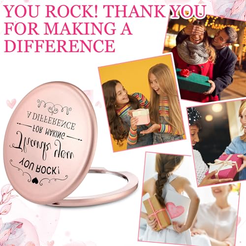 Soaoo 24 Set Inspirational Compact Mirrors Bulk You Rock Thank You for Making a Difference Double Sided Small Pocket Mirrors for Women Bridal Shower Wedding Employee Coworker Summer Christmas Gift