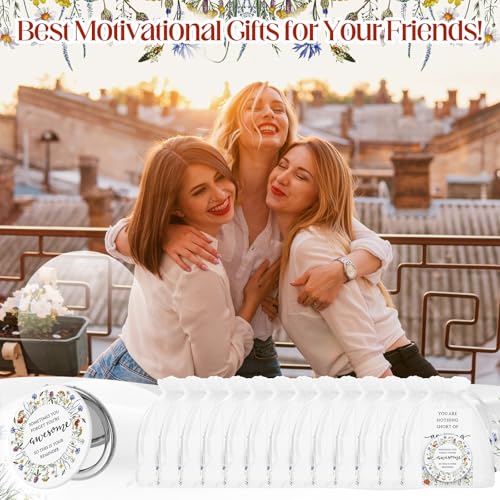 12 Set Inspirational Gifts for Women Bulk Motivational Compact Mirror Makeup Pocket Mirror for Purse Double Sided Folding Mirror Inspirational Gift Cards with Bag for Women