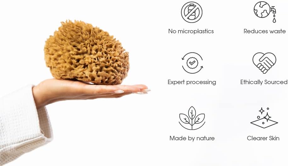 Large Unbleached Natural Sea Loofah Sponge | Gentle Bath & Shower Body Scrubber