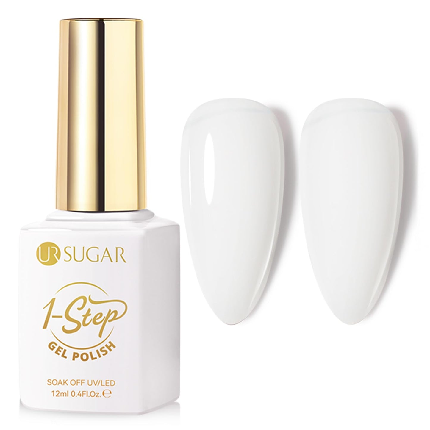 UR SUGAR Milky Wihte Gel Nail Polish - 12ml (0.4 Fl Oz) All-in-One Step Gel Polish Soak Off LED/U V Lamp DIY Salon Manicure at Home Long Lasting Glossy Finish Home Nail Salon Gift for Women & Girls
