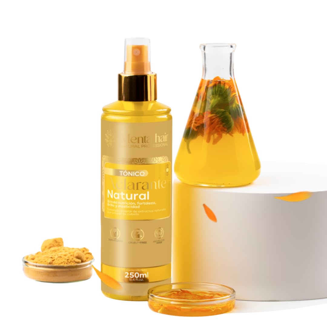 Isarena Beautyline´s Tonico capilar Aclarante rubios y castaños Menta Hair - Vegan Natural Extracts - curcuma, azafran miel- Lotion Chamomile Hair Lightener – No Ammonia or Parabens 250ml