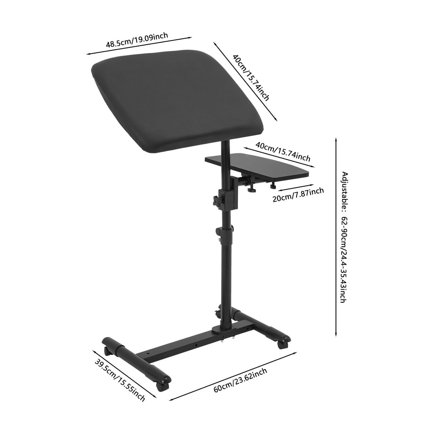 Advanced Tattoo Armrest Holder, Arm Rest Stand With Workbench With 4 Wheels (All With Brakes), Adjustable Height & Angle Arm Rest Stand For Beauty Salons, Studios, Dental Clinics, Tattoo Shops Etc