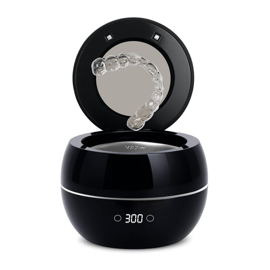 Ultrasonic Retainer Cleaner Machine Denture Cleaning Pod Portable Night Guard Cleaner for Mouth Guards, Jewelry Cleaner with Digital Timer, Dual Cleaning Mode