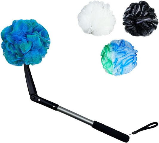 Long Handled Loofah Back Scrubber & Bath Exfoliator - Soft Sponges for Elderly & Disabled