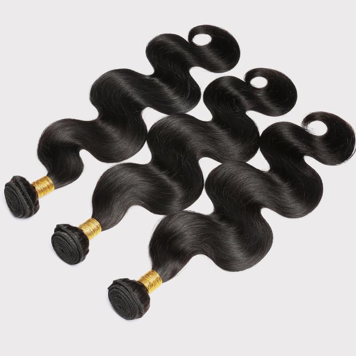 12A Human Hair Bundles 22 24 26 Inch Body Wave Bundles Human Hair 100% Unprocessed Brazilian Virgin Hair Quick Weave Extensions Natural Black
