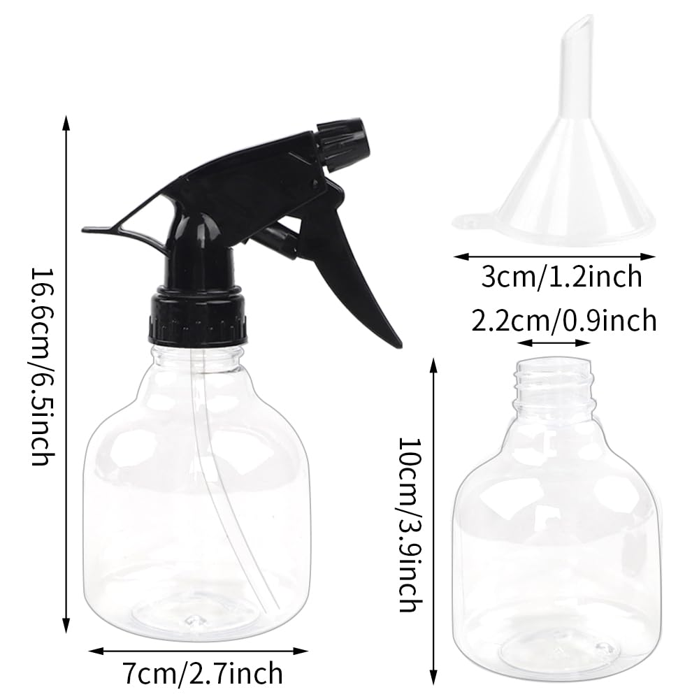 SUPERLELE Spray Bottles 7pcs 8oz Empty Plastic Spray Bottle with Adjustable Nozzle for Hair and Cleaning Solutions Includes Funnel and Labels